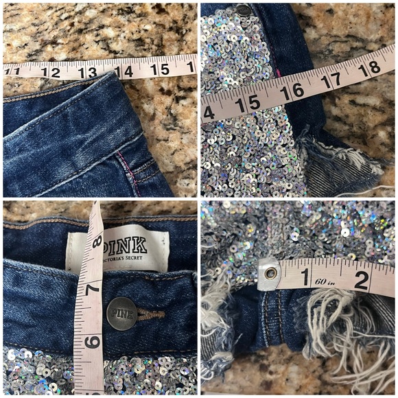 Vtg Y2k Victoria’s Secret Pink Low Rise Daisy Dukes Fringe Sequin Preppy Coast 0 - Picture 4 of 9